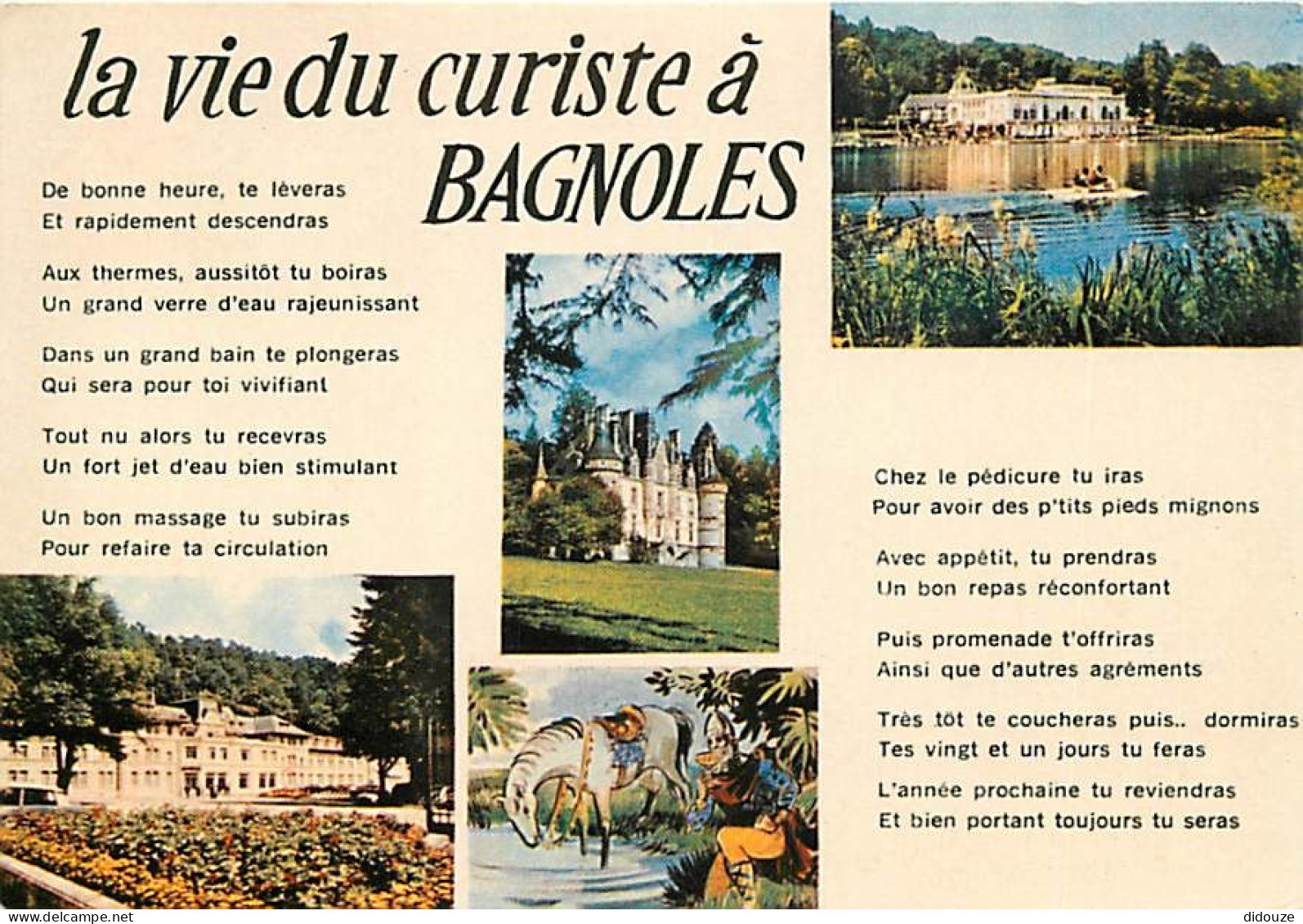 Carte Postale - 61 - Bagnoles de l'Orne - La vie du curiste à Bagnoles - Multivues - Flamme Postale de Bagnoles de l'Orn