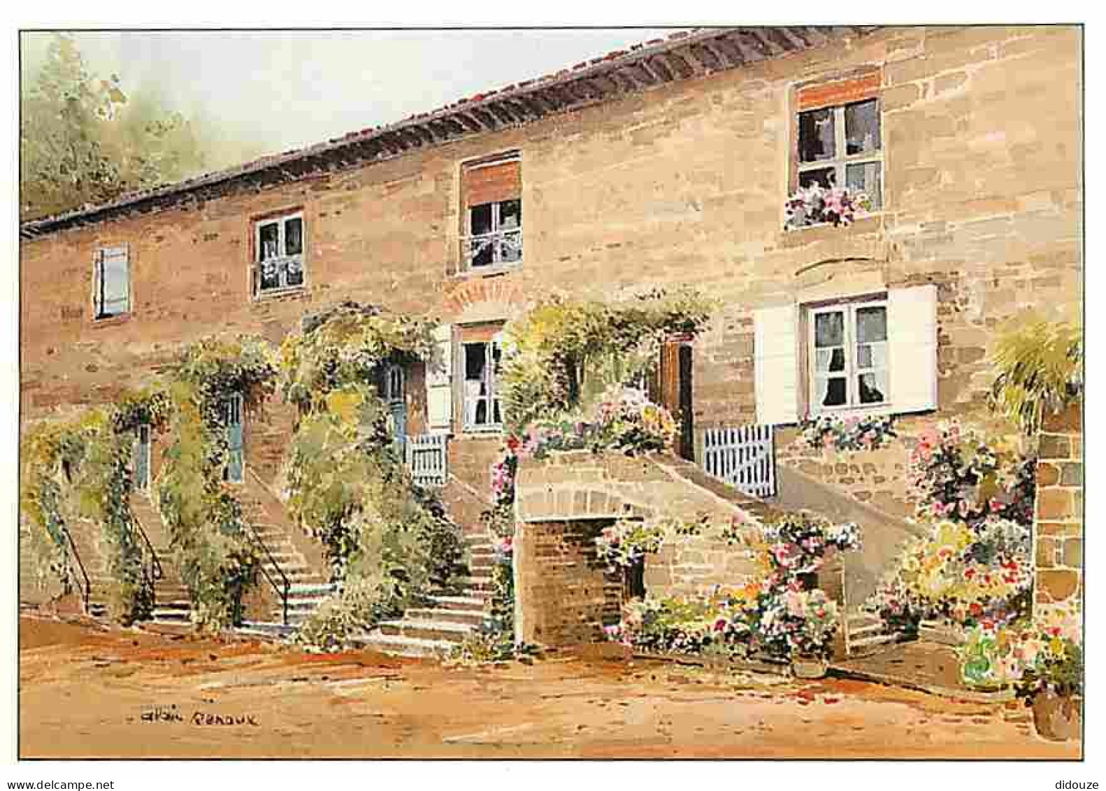 Carte Postale - 69 - Beaujeu - Domaine de la Grange-Charton légué aux hospices de beaujeu en 1806 - Aquarelle de Allain