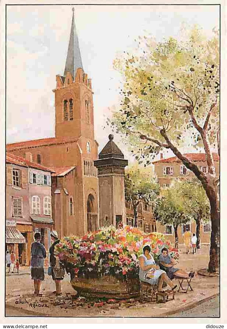 Carte Postale - 69 - Le Bois d'Oingt - La Place de la Libération - Aquarelle de Allain Renoux - Art - Peinture - CPM - V