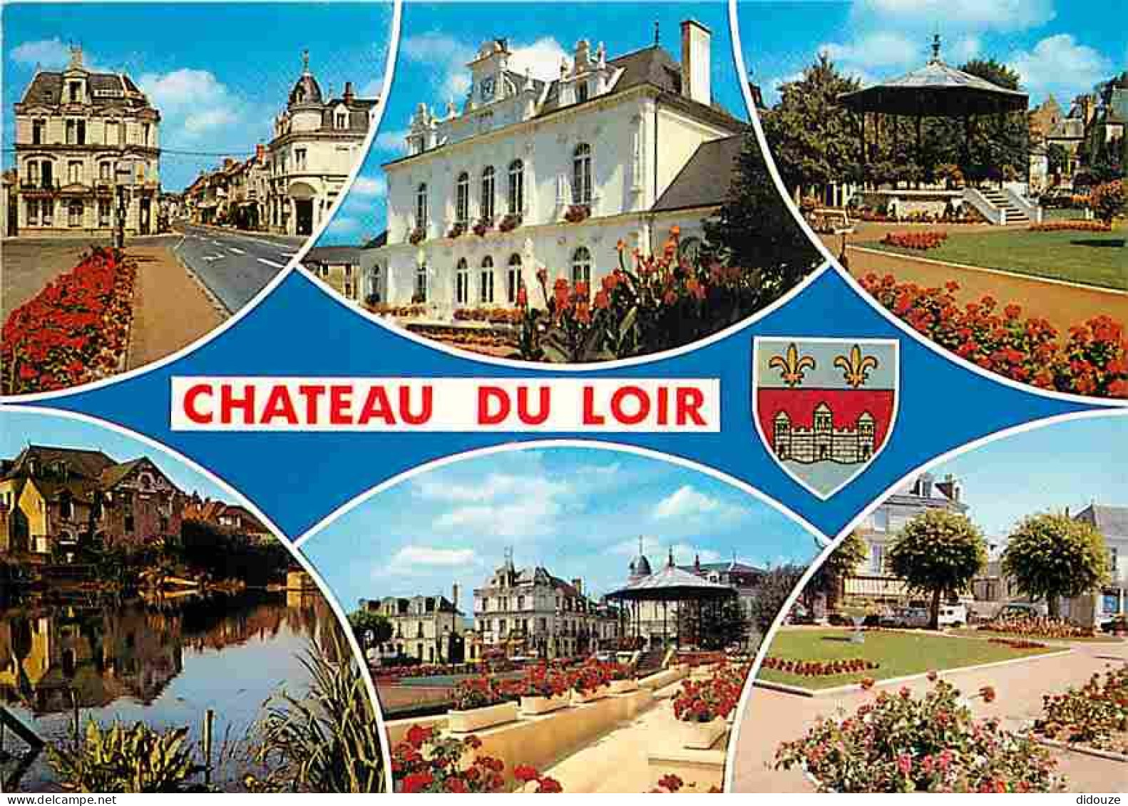 Carte Postale - 72 - Château du Loir - Multivues - Fleurs - Blasons - Flamme Postale de Château du Loir - CPM - Voir Sca
