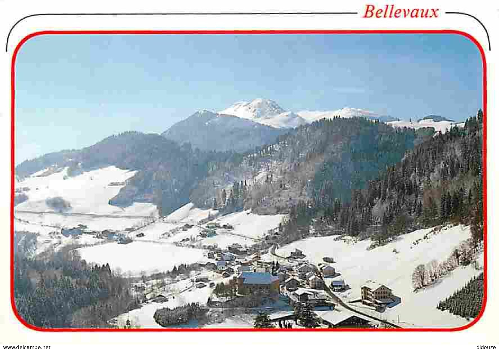 Carte Postale - 74 - Bellevaux - Vue Générale - Au fond les Monts d'hermentaz - Hiver - Neige - Flamme Postale - CPM - V