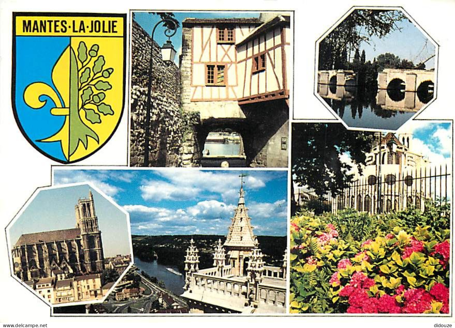 Carte Postale - 78 - Mantes la Jolie - Multivues - Blasons - Fleurs - CPM - Flamme Postale de Mantes la Jolie - Voir Sca