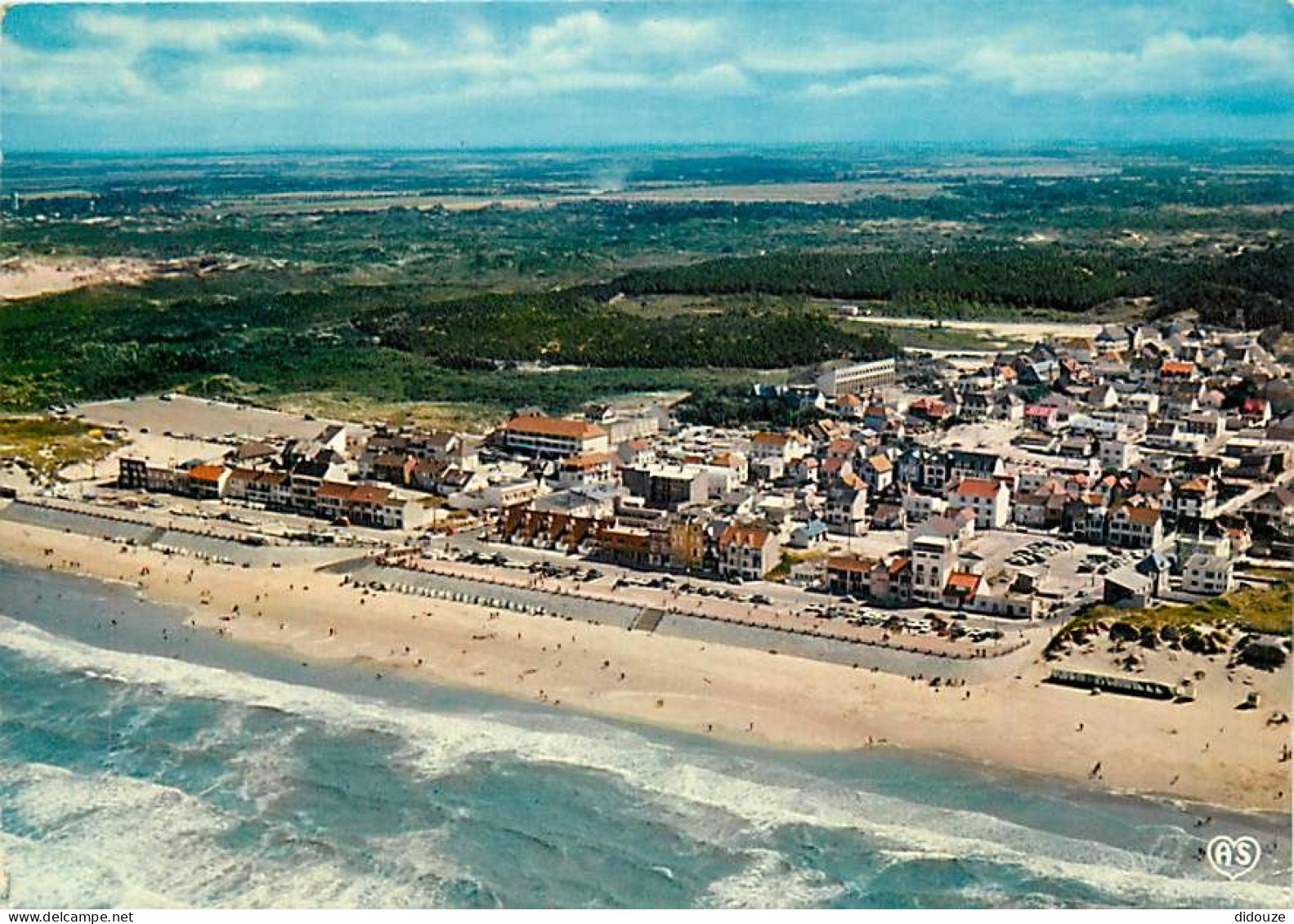 Carte Postale - 80 - Quend Plage les Pins - Vue Générale aérienne et la Plage - Flamme Postale de Quend Plage les Pins -