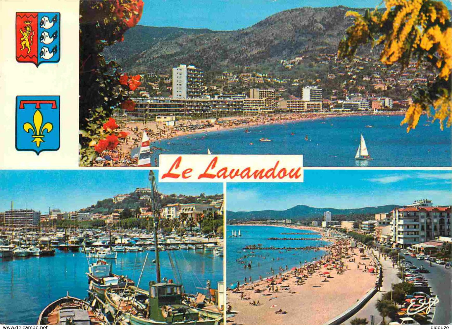 Carte Postale - 83 - Le lavandou - Multivues - Le lavandou vu du gouron le port la plage et le boulevard du front de mer