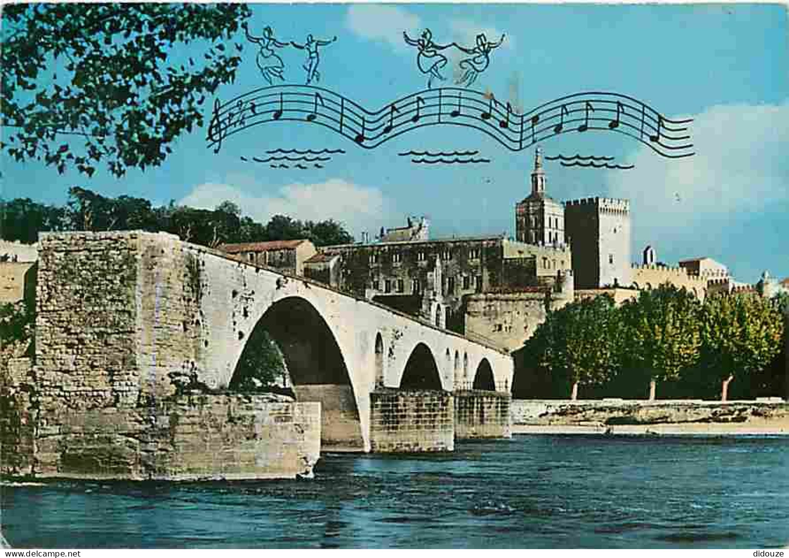 Carte Postale - 84 - Avignon - Le Pont Saint Bénézet - Le Palais des Papes - Flamme Postale - Partition - CPM - Voir Sca