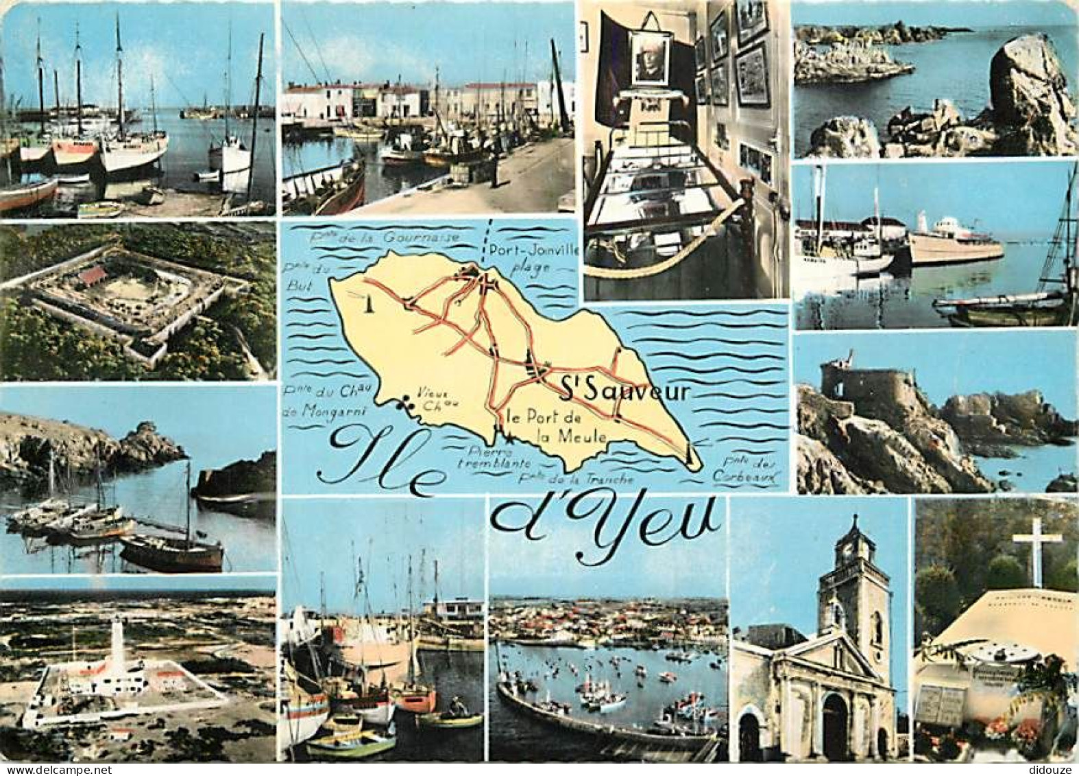 Carte Postale - 85 - Ile d'Yeu - Multivues - Carte Géographique - Flamme Postale de l'Ile d'Yeu - CPM - Voir Scans Recto