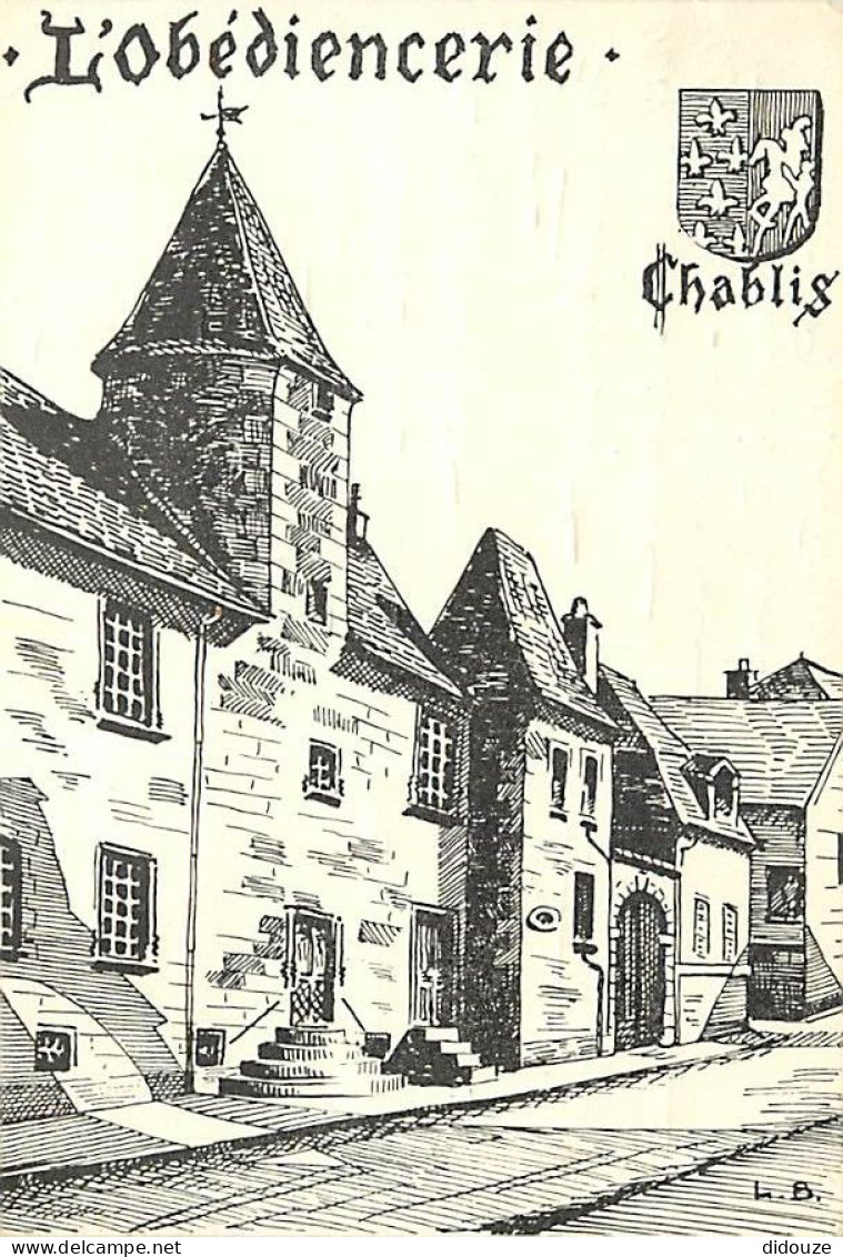 Carte Postale - 89 - Chablis - Maison dite l'Obédiencerie - Blasons - Art Dessin - Flamme Postale de Chablis - Voir Timb