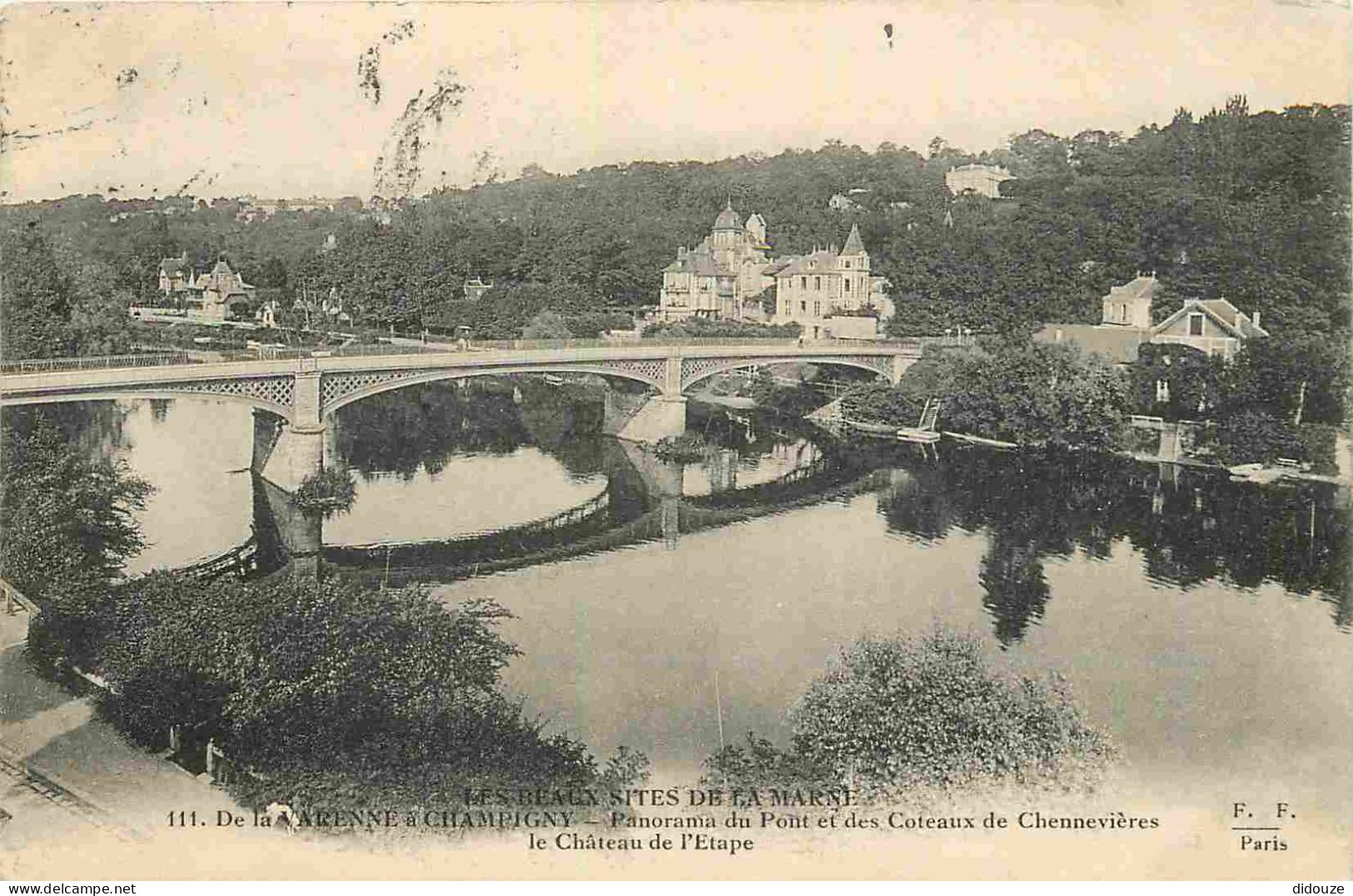 Carte Postale - 94 - Chennevières sur Marne - Panorama du Pont et des Coteaux de Chennevières - le Château de l'Etape -