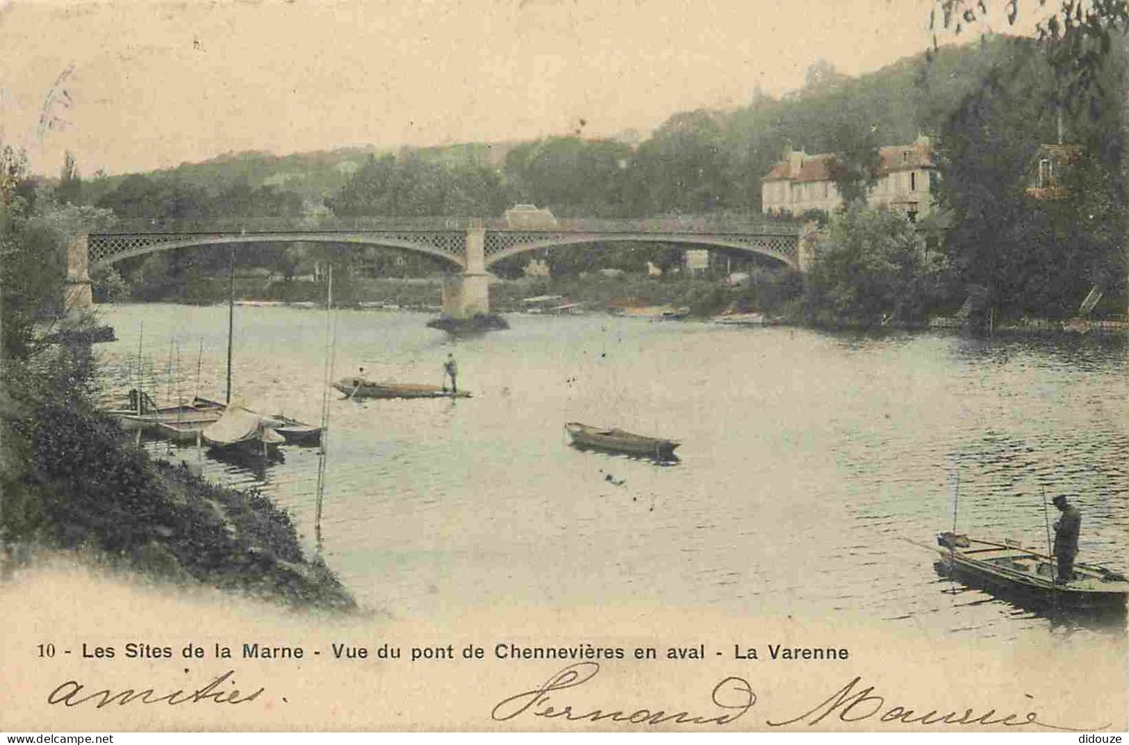 Carte Postale - 94 - Chennevières sur Marne - Vue du pont de Chennevières en aval - La Varenne - CPA - Voir Scans Recto-