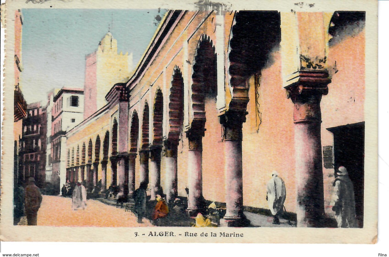 CARTE POSTALE ALGERI 1935 VIAGGIATA DA ALGERI A TRIESTE SENZA FRANCOBOLLI