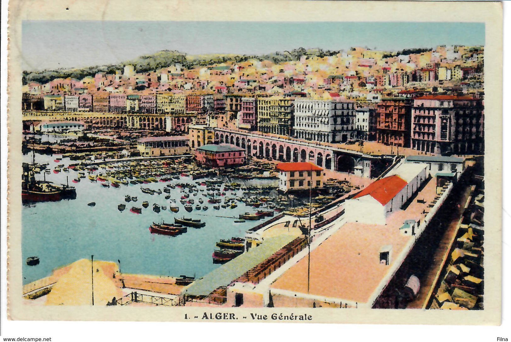 CARTE POSTALE ALGERI 1935 VIAGGIATA DA ALGERI A TRIESTE SENZA FRANCOBOLLI