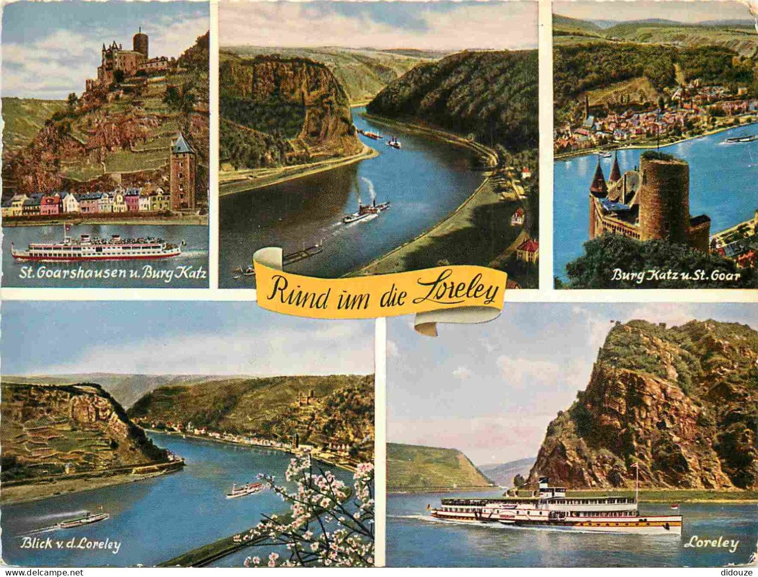 Carte Postale - Allemagne - Loreley - Multivues - Rund um die St Goarshausen u Burg Katz Blick v d Loreley Loreley - CPM