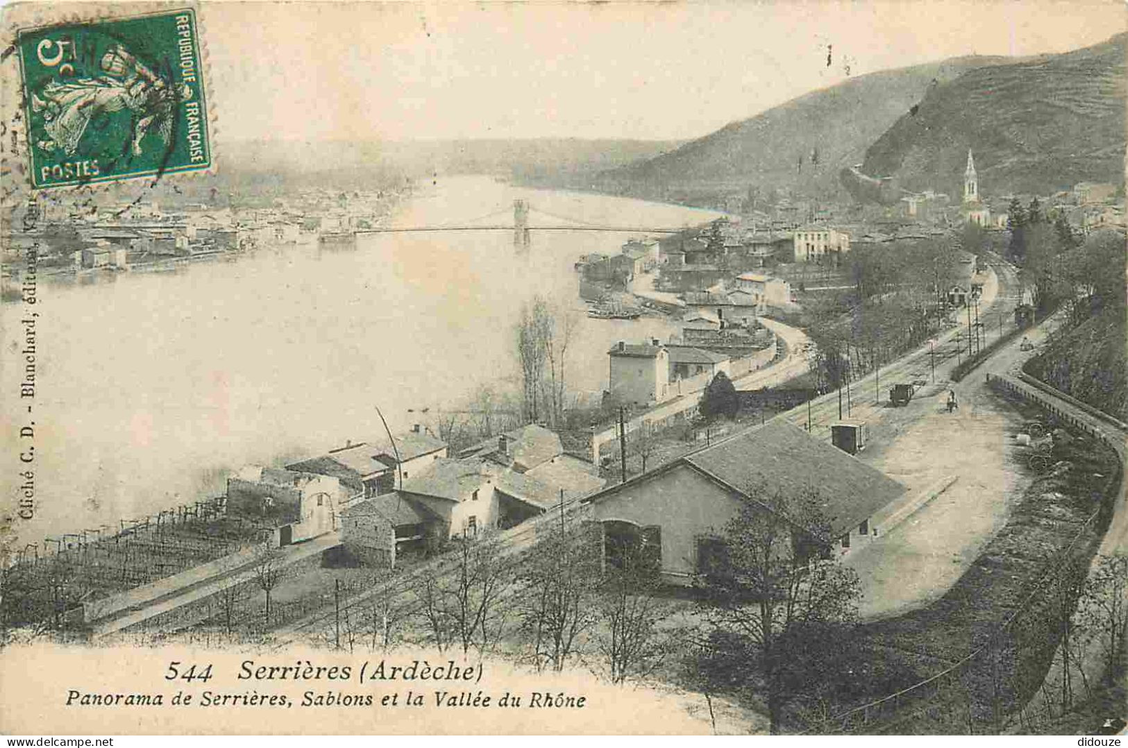 Carte Postale Ancienne - 07 - Serrières - Panorama de serrières sablons et la vallée du rhône - CPA - Oblitération de 19