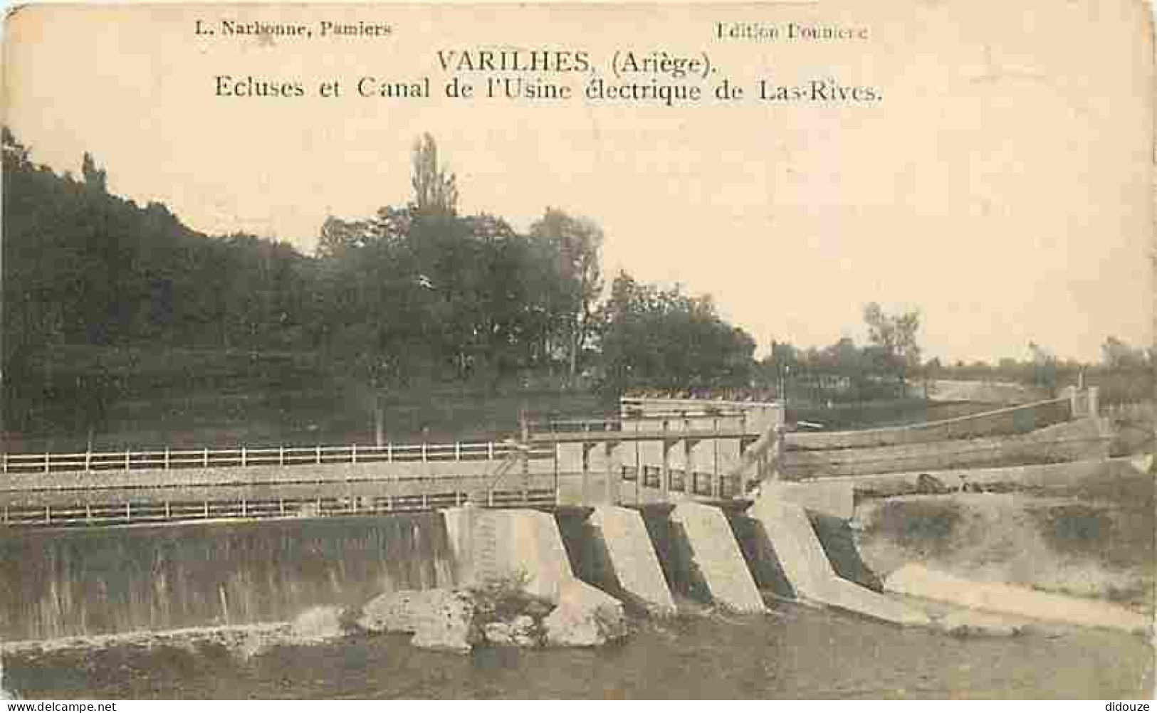 Carte Postale Ancienne - 09 - Varilhes - Ecluses et Canal de l'Usine électrique de Las-Rives - Oblitération ronde de 190