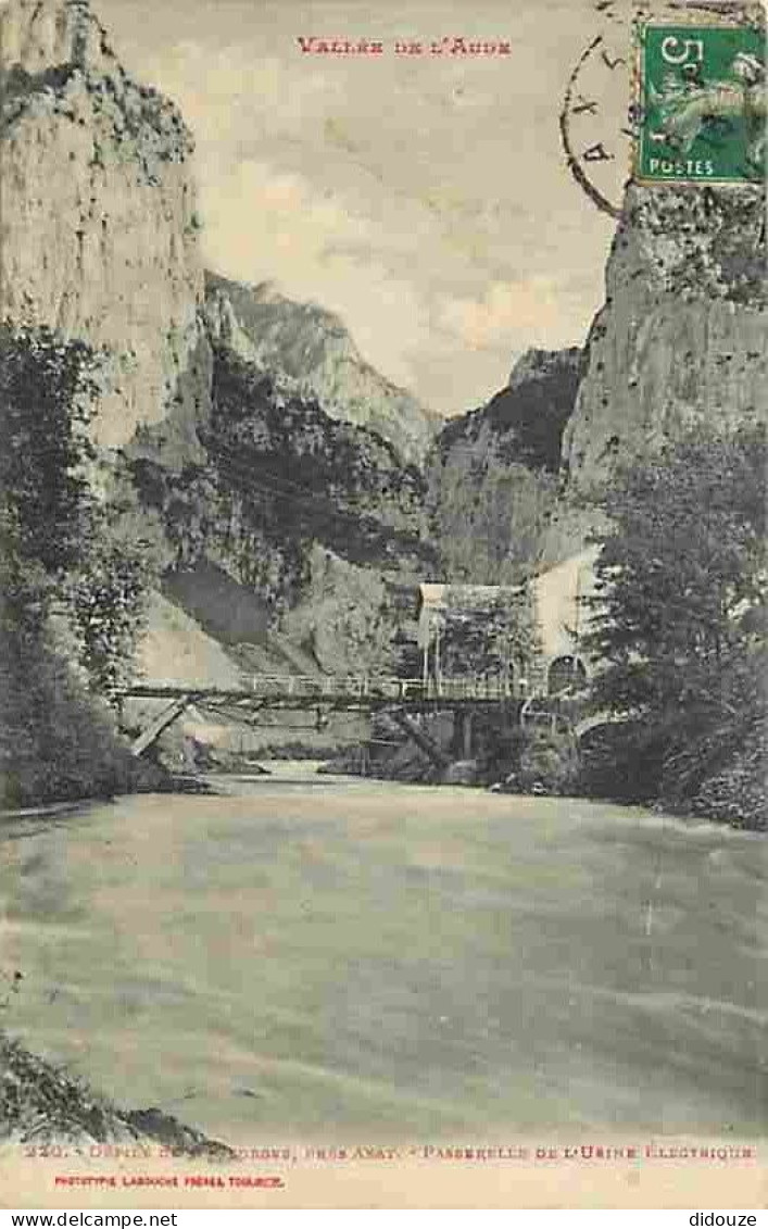 Carte Postale Ancienne - 11 - Axat - Défilé de Saint Georges près Axat - Passerelle de l'usine électrique - Oblitération