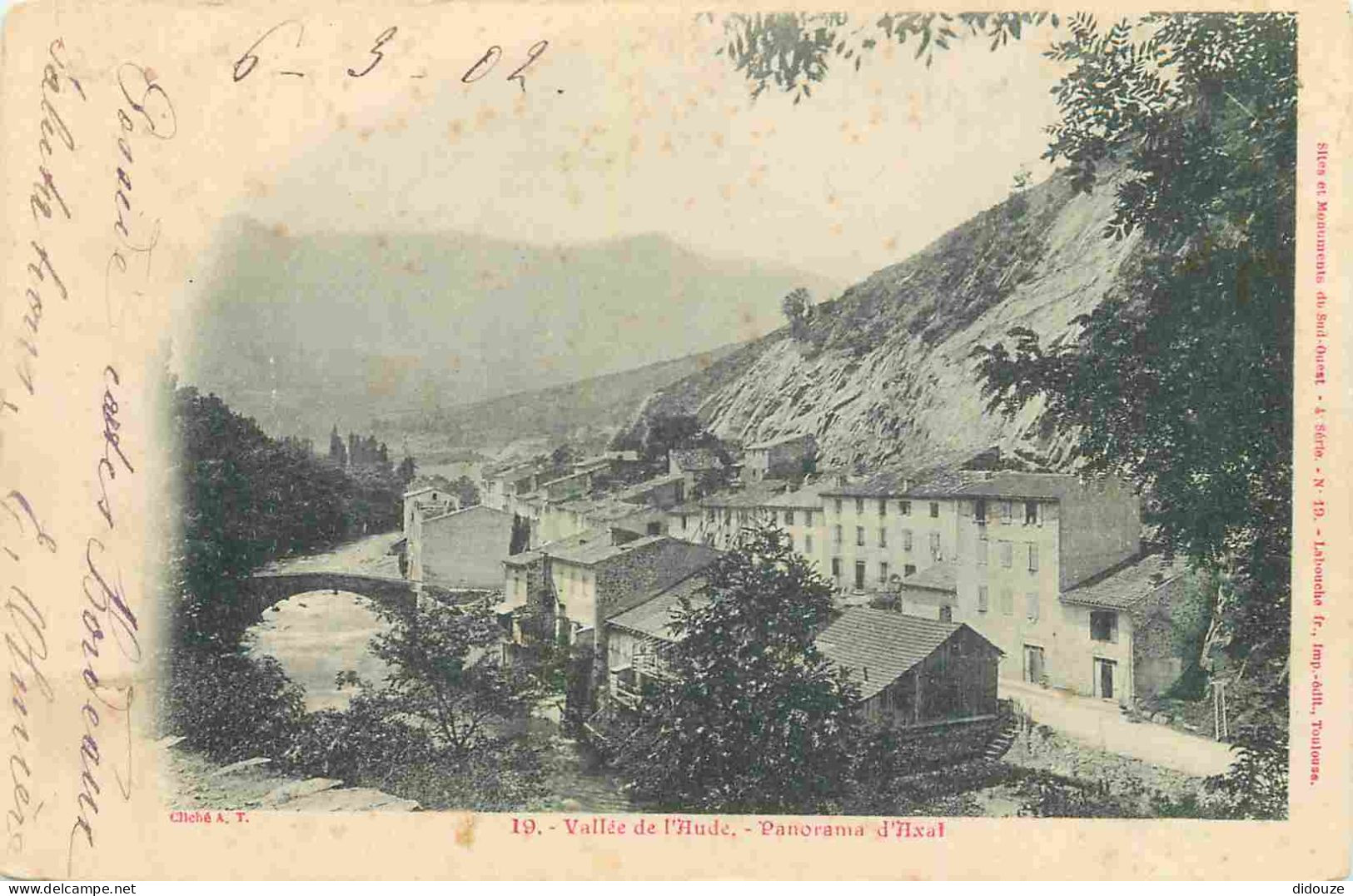 Carte Postale Ancienne - 11 - Axat - Panorama - Vallée de l'Aude - Précurseur - CPA - Oblitération ronde de 1902 - Voir