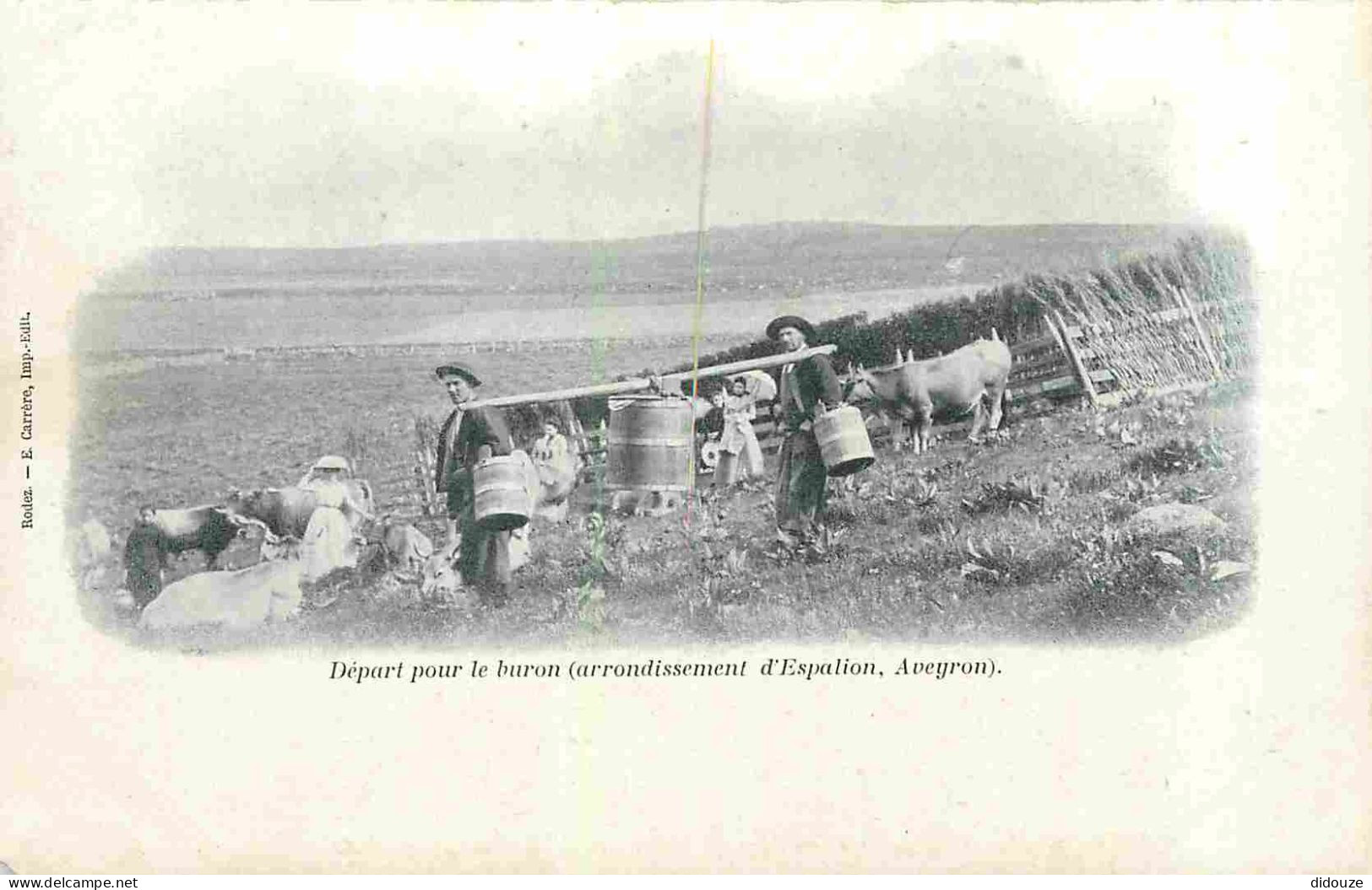 Carte Postale Ancienne - 12 - Aveyron - Arrondissement d'Espalion - Départ pour le buron - Animée - Rare - CPA - Etat lé