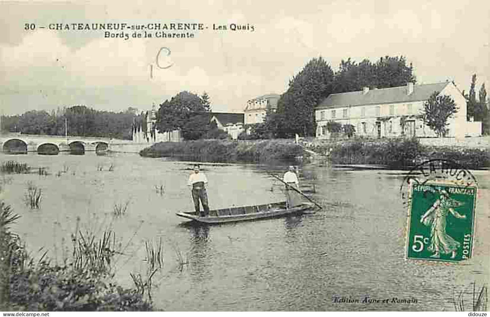 Carte Postale Ancienne - 16 - Chateauneuf sur Charente - Les Quais - Bords de la Charente - Animée - Canotage - Oblitéra