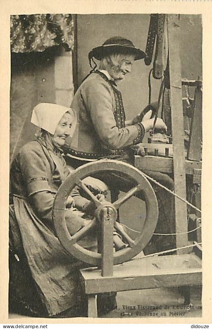 Carte Postale Ancienne - 29 - Locronan - Vieux Tisserand de Locronan et sa Guébenne au Métier - Animée - Folklore - CPA