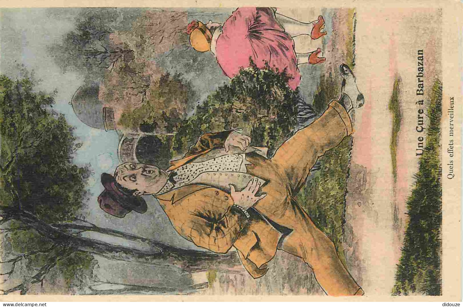 Carte Postale Ancienne - 31 - Barbazan - Art illustration - Une Cure à Barbazan - Carte Humoristique - Humour - Colorisé