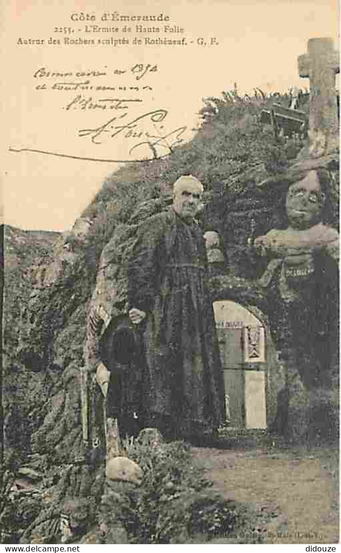 Carte Postale Ancienne - 35 - Rothéneuf - L'Hermite de Haute Folie - Auteur des Rochers sculptés de Rothéneuf - Animée -