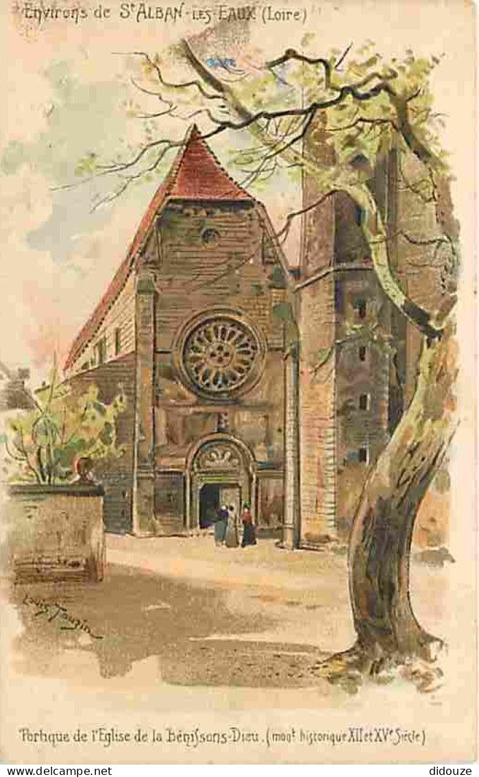Carte Postale Ancienne - 42 - St Alban les Eaux - Environs de St Alban les Eaux - Portique de l'Eglise de la Bénissons D