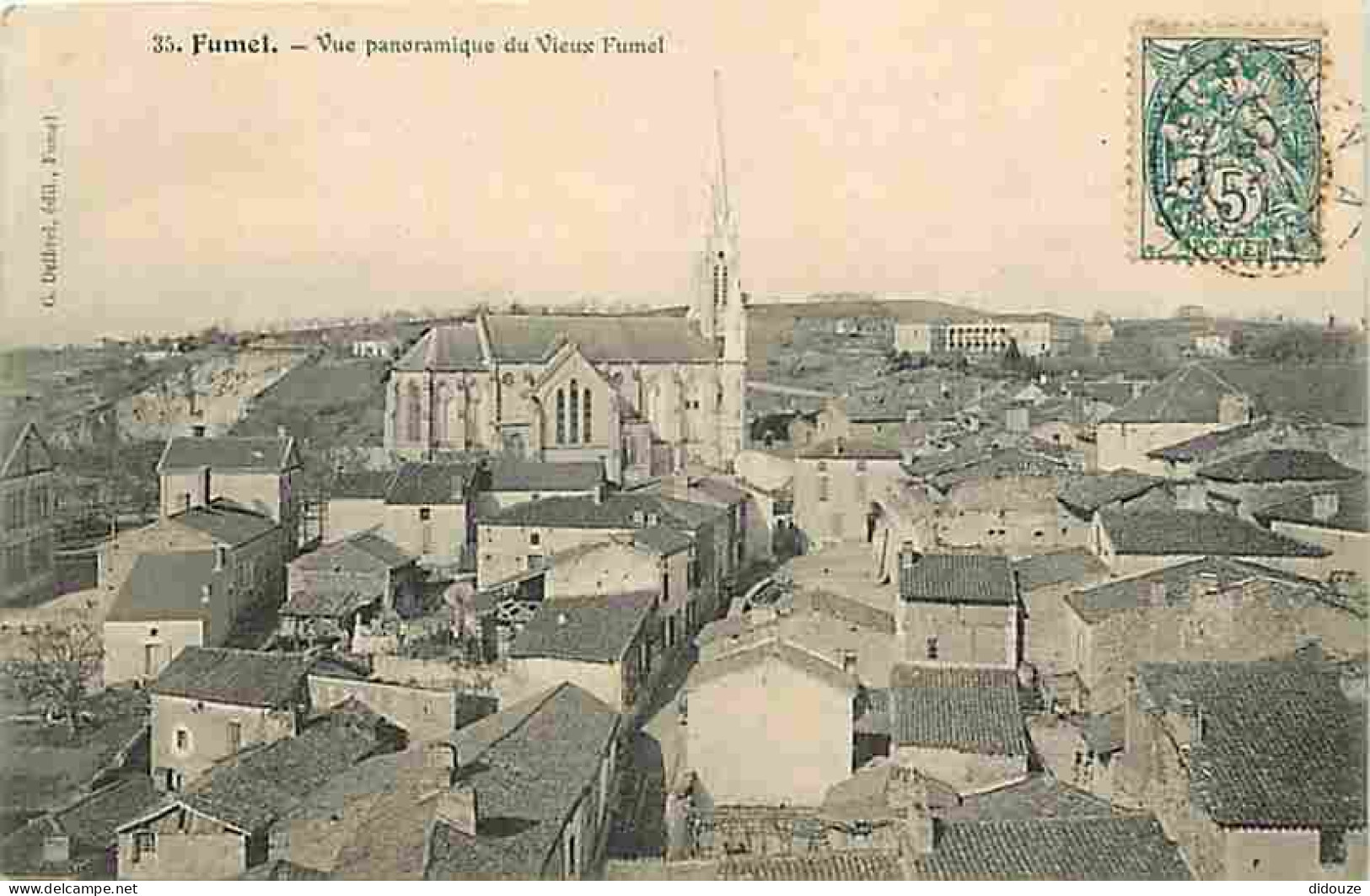 Carte Postale Ancienne - 47 - Fumel - Vue panoramique du Vieux Fumel - Oblitération ronde de 1906 - CPA - Voir Scans Rec