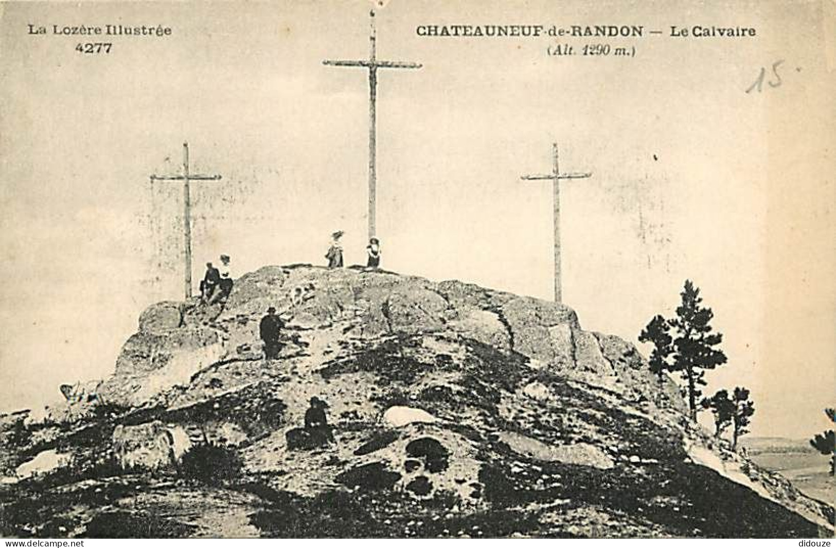 Carte Postale Ancienne - 48 - Chateauneuf de Randon - Le Calvaire - Animée - Correspondance - Voyagée en 1929 - CPA - Vo