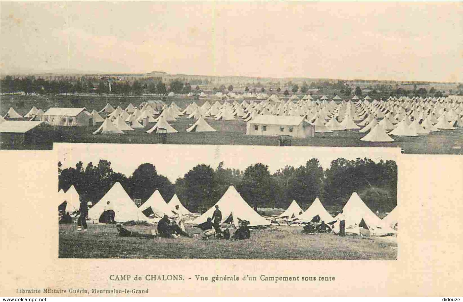 Carte Postale Ancienne - 51 - Camp de Châlons - Mourmelon - Vue générale d'un campement sous tente - Animée - Militaria