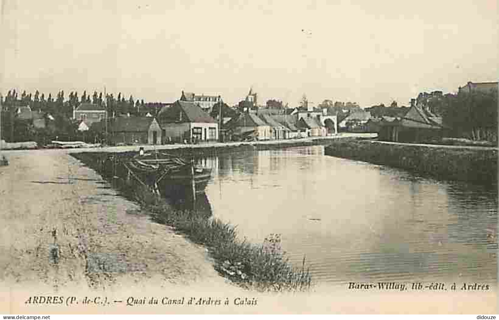 Carte Postale Ancienne - 62 - Ardres - Quai du Canal d'Ardres à Calais - Animé - Carte Vierge - CPA - Voir Scans Recto-V