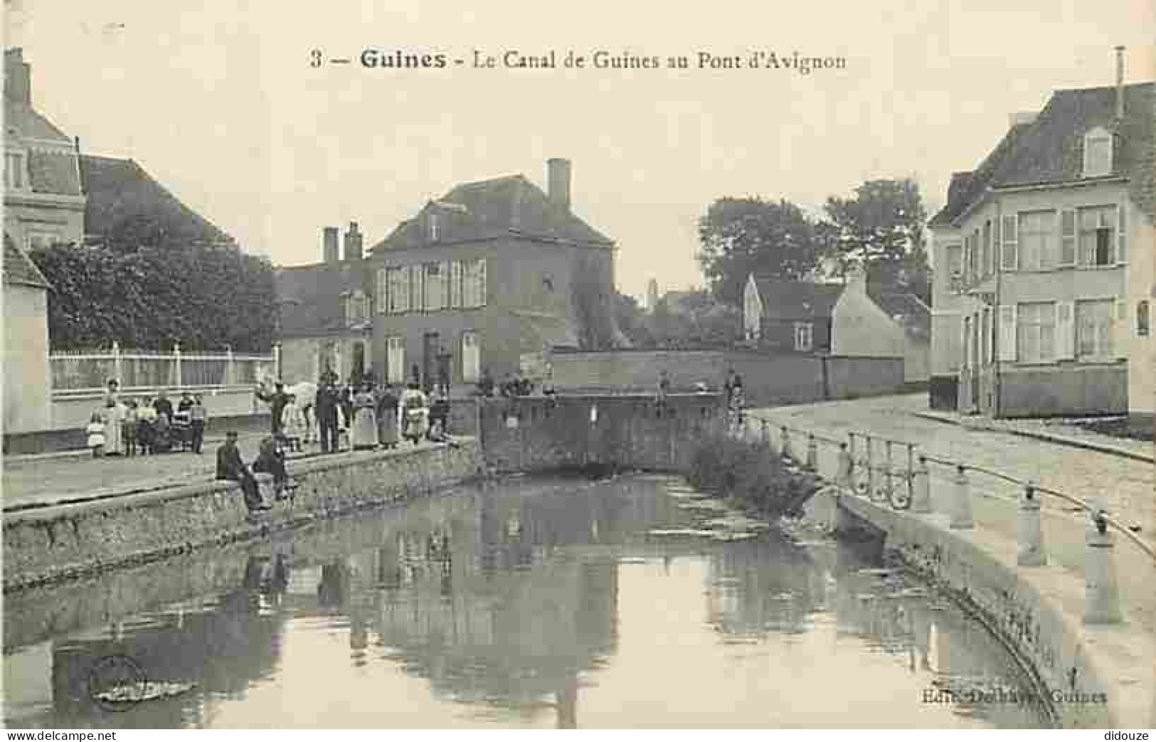 Carte Postale Ancienne - 62 - Guines - Le Canal de Guines au Pont d'Avignon - Animé - Carte Vierge - CPA - Voir Scans Re
