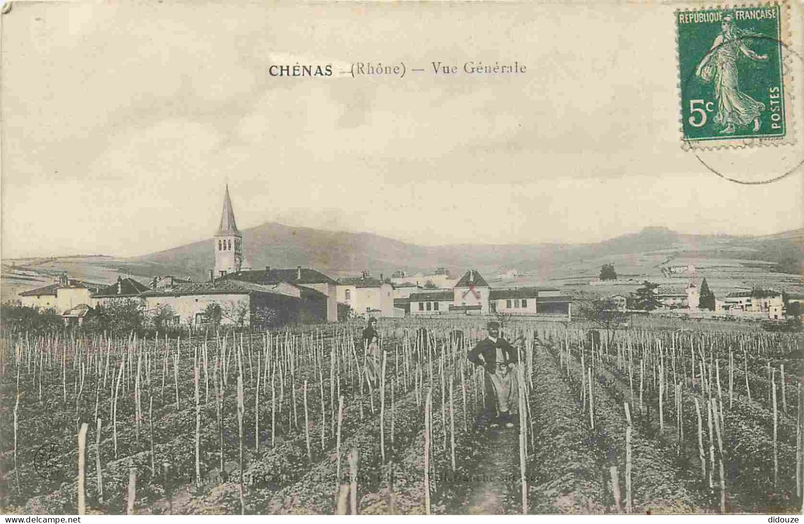 Carte Postale Ancienne - 69 - Chénas - Vue Générale - Animée - Vignes - CPA - Oblitération ronde de 1907 - Voir Scans Re