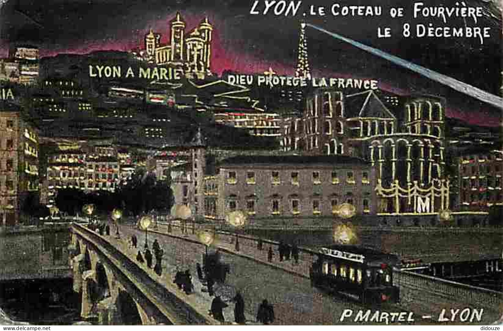 Carte Postale Ancienne - 69 - Lyon - Le Coteau de Fourvière le 8 Décembre - Etat Coins abimés - CPA - Oblitération ronde