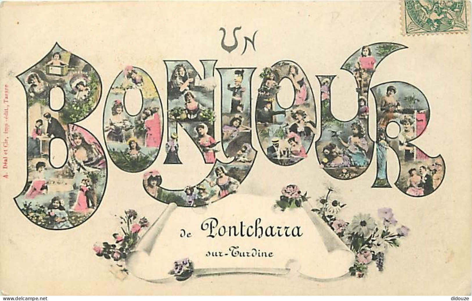 Carte Postale Ancienne - 69 - Pontcharra sur Turdine - Un bonjour de Pontcharra sur Turdine - Colorisée - Voyagée en 190