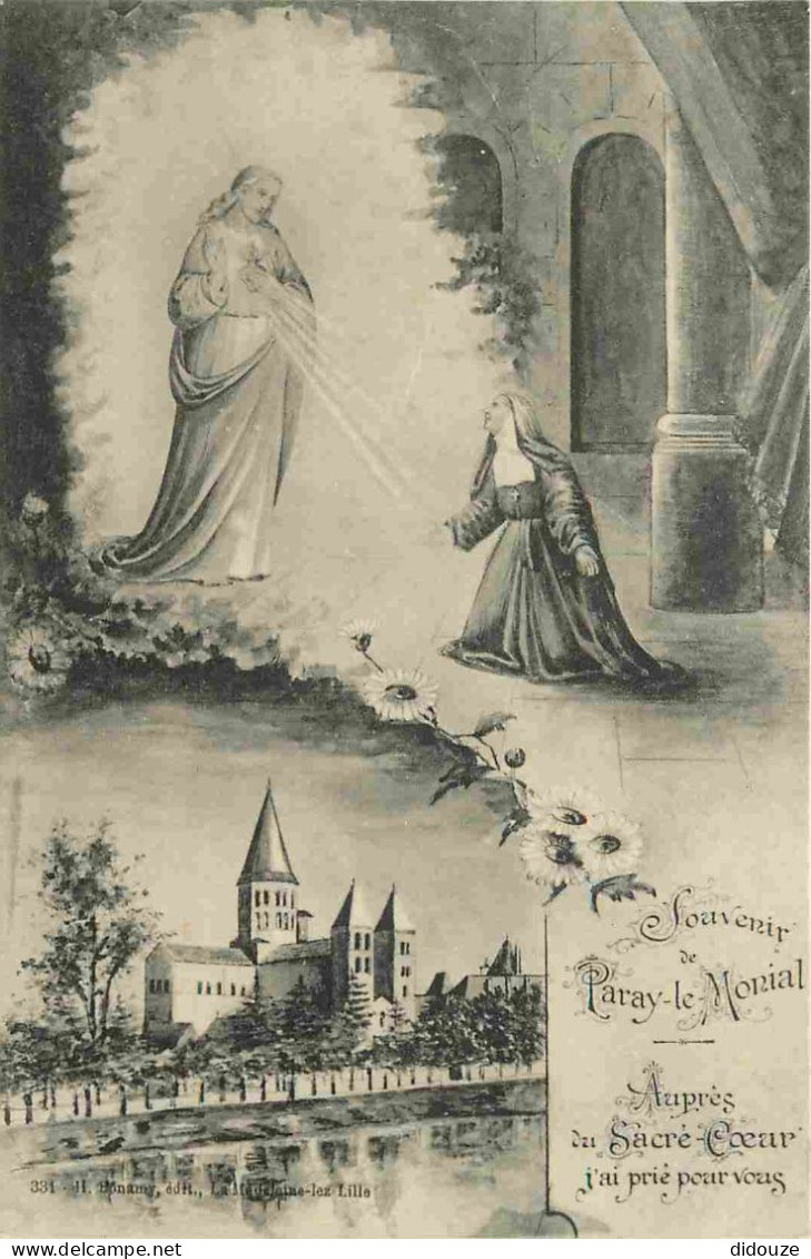 Carte Postale Ancienne - 71 - Paray le Monial - Souvenir de Paray le Monial - Multivues - Art peinture Religieuse - La B