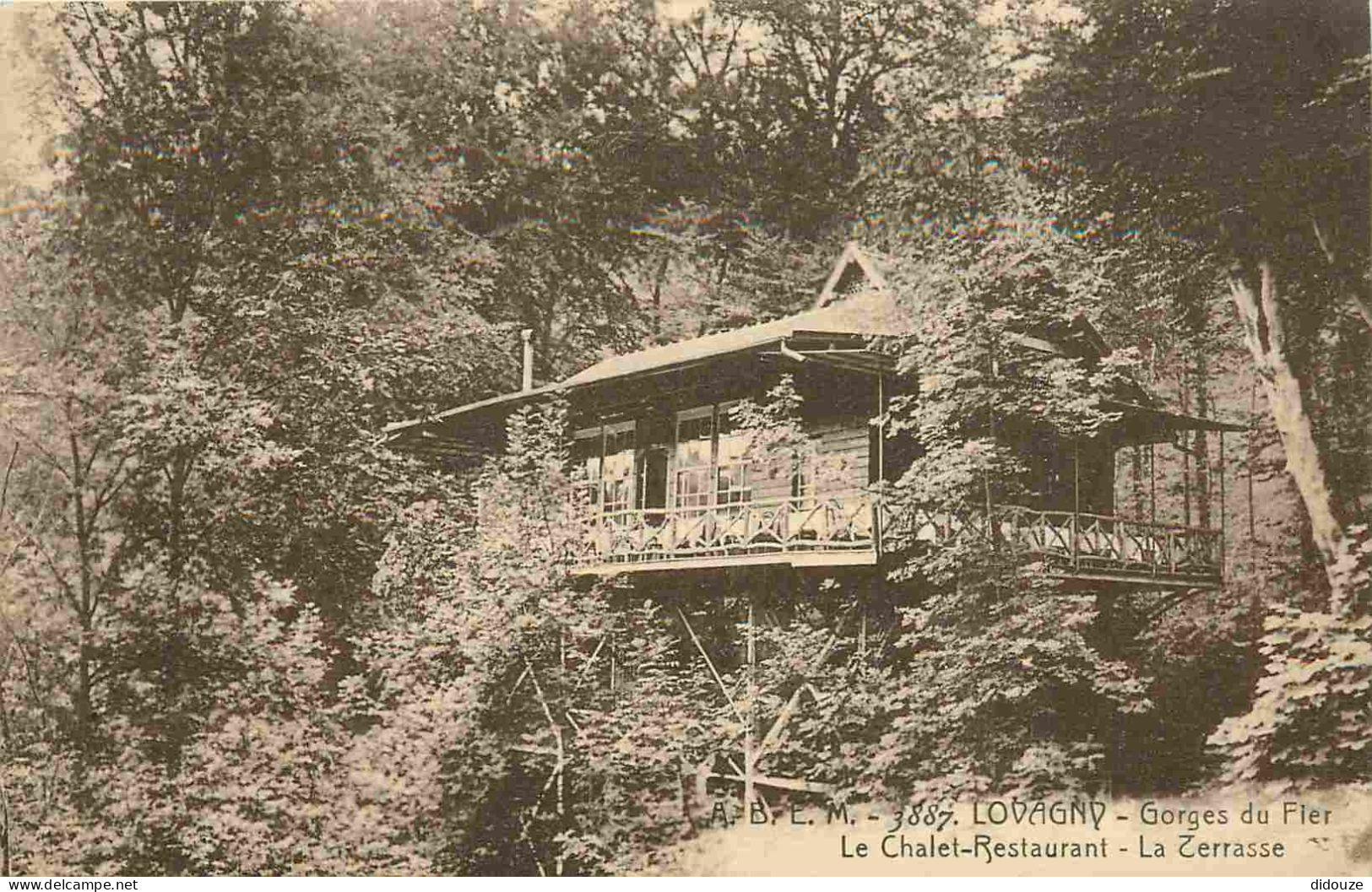Carte Postale Ancienne - 74 - Lovagny - Gorges du fier le chalet-restaurant la terrasse - CPA - Oblitération de 1923 - V