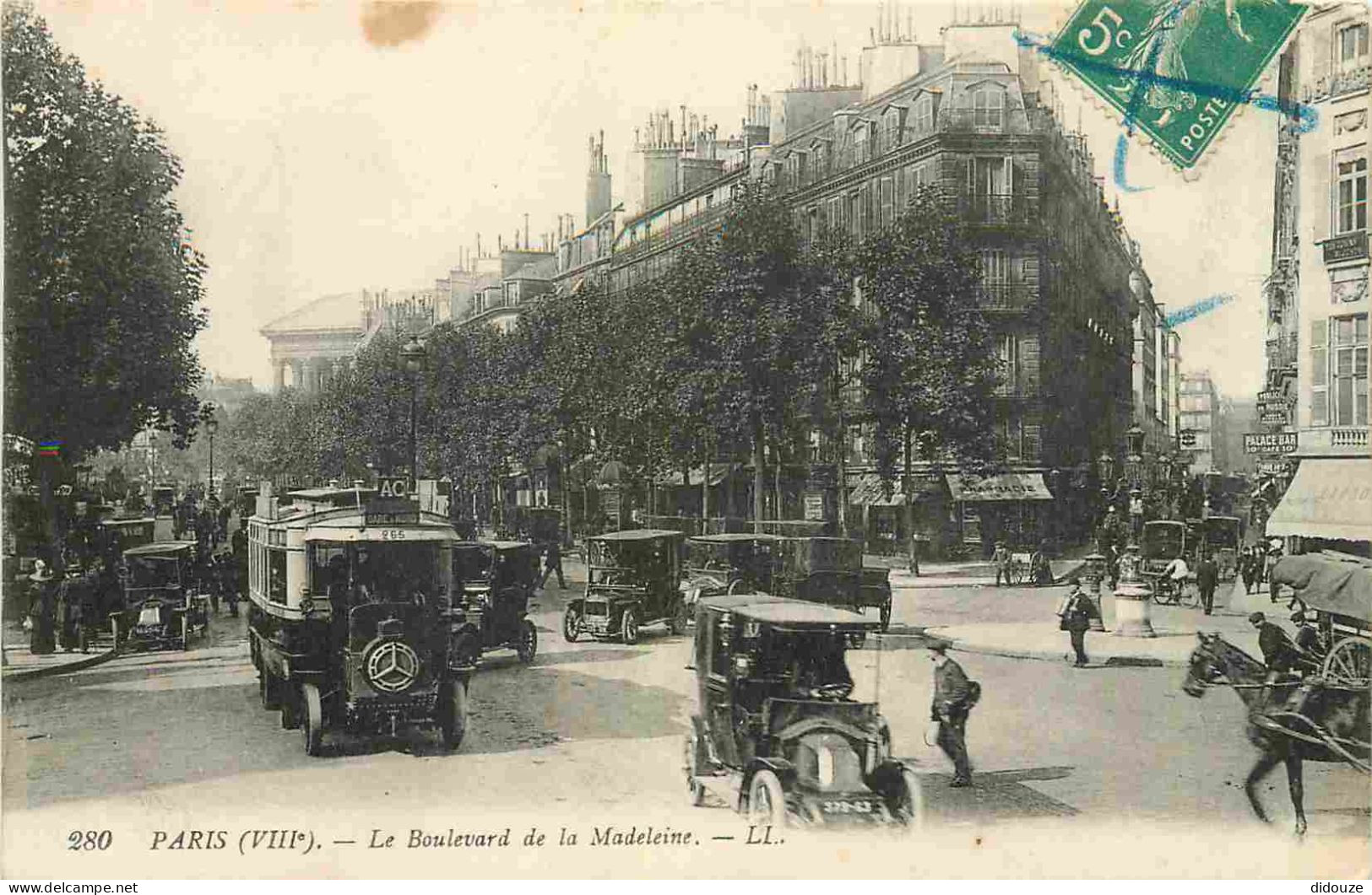 Carte Postale Ancienne - 75 - Paris 01 - Boulevard de la Madeleine - Animée - Automobiles - Omnibus - CPA - Voir Scans R