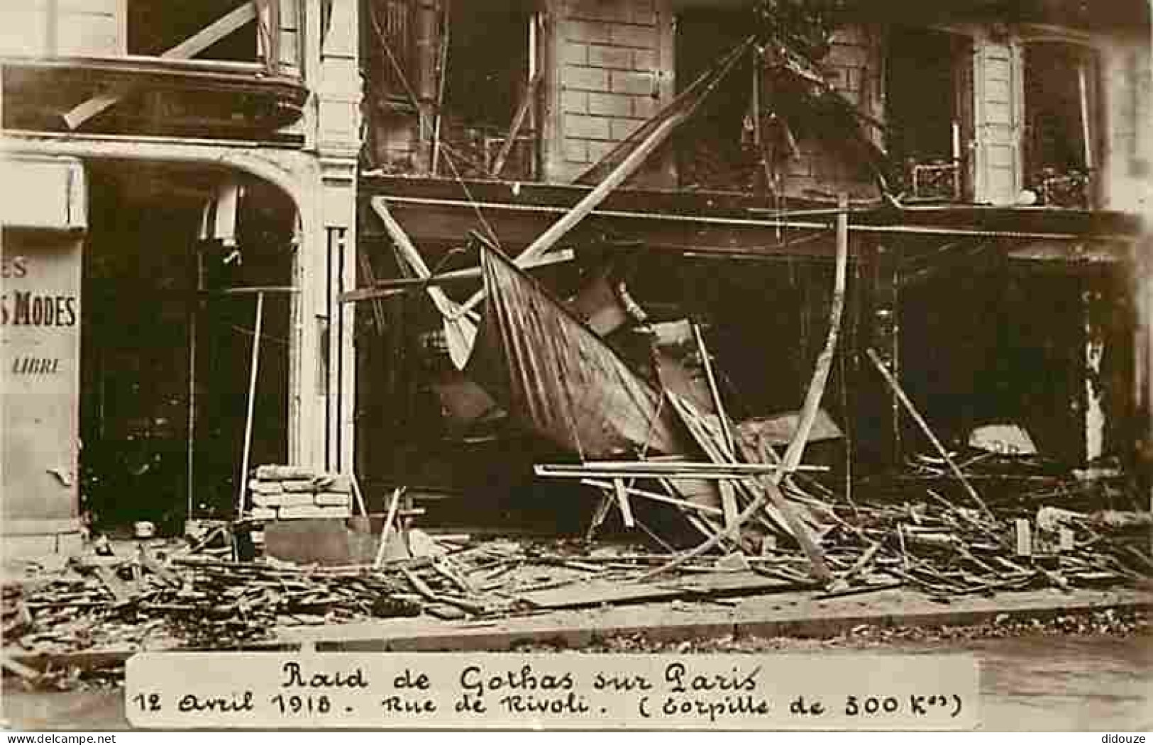 Carte Postale Ancienne - 75 - Paris - Raid de Gothas sur Paris - 12 Avril 1918 - Rue de Rivoli - Carte Photo - CPA - Voi