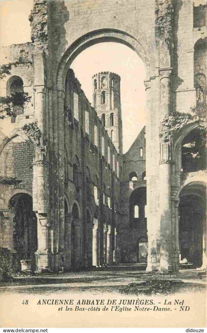 Carte Postale Ancienne - 76 - Jumieges - Abbaye de Jumièges - La Nef et les Bas cotés de l'Eglise Notre Dame - CPA - Voi