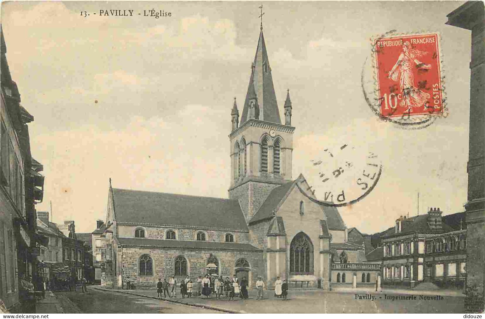 Carte Postale Ancienne - 76 - Pavilly - L'Eglise - Animée - Correspondance - CPA - Oblitération ronde de 1911 - Voir Sca