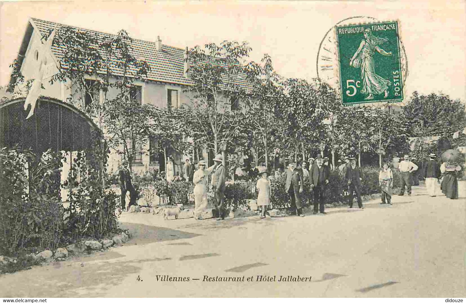 Carte Postale Ancienne - 78 - Villennes-sur-seine - Restaurant et hôtel jallabert - Animée - CPA - Oblitération - Voir S