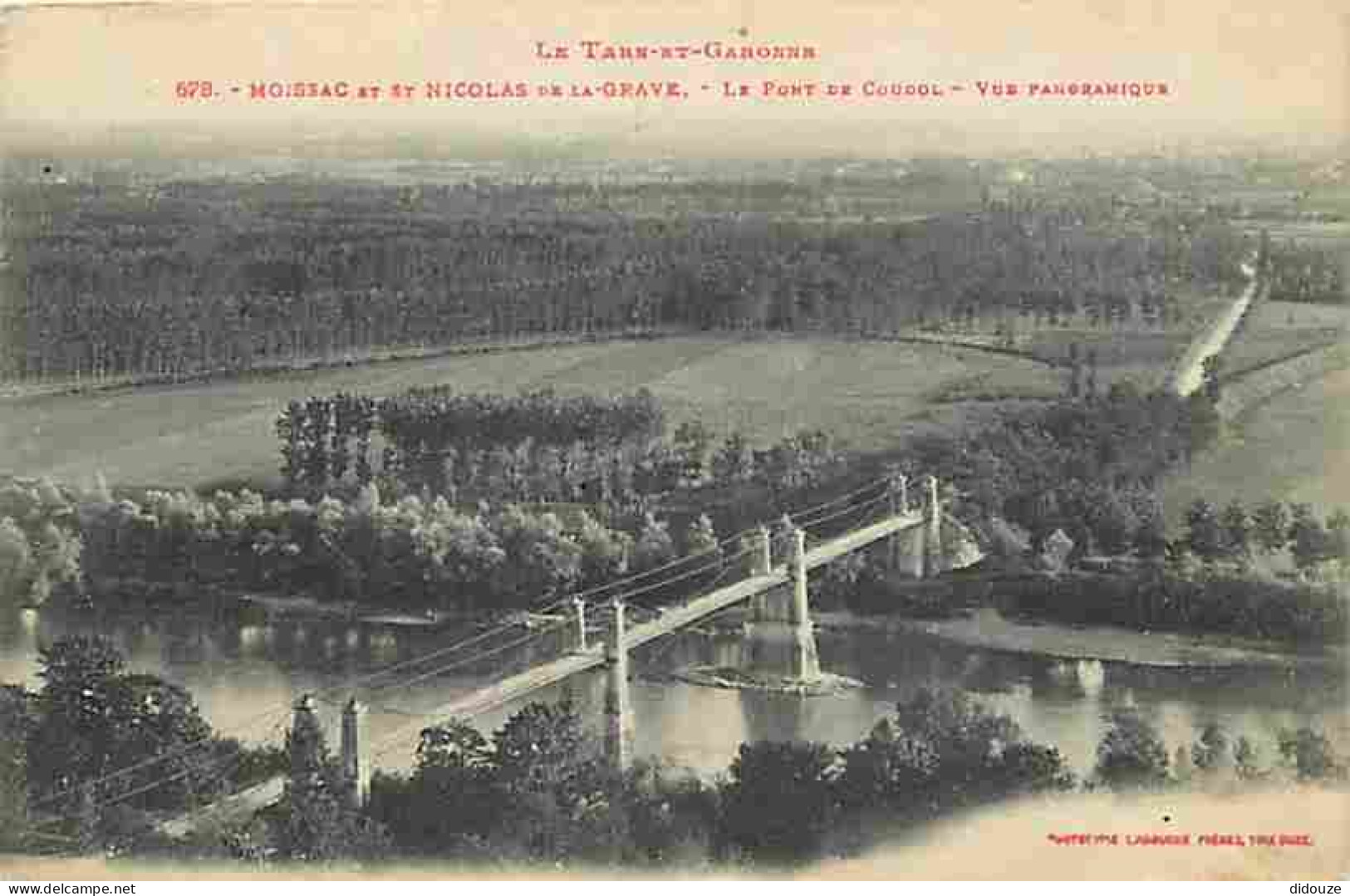 Carte Postale Ancienne - 82 - Moissac - Saint Nicolas de la Grave - Le Pont de Coudol - Vue panoramique - Correspondance