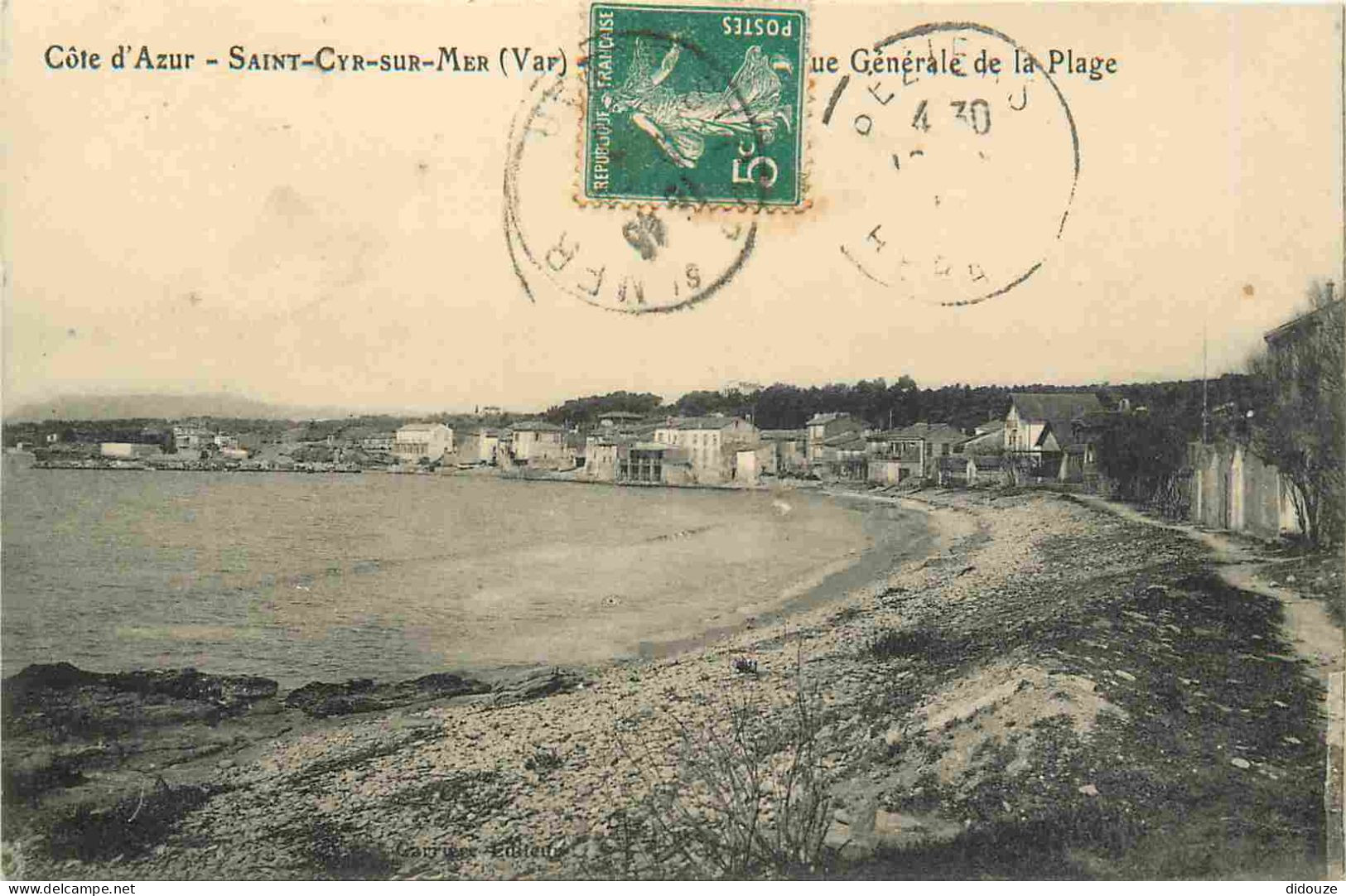 Carte Postale Ancienne - 83 - Saint-Cyr-sur-Mer - Vue Générale de la Plage - CPA - Oblitération - Voir Scans Recto-Verso