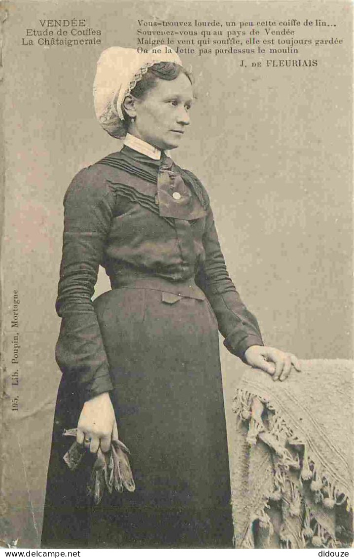 Carte Postale Ancienne - 85 - La Chataigneraie - Etude de Coiffes - Précurseur - Animée - Femme - Folklore - Scène et Ty