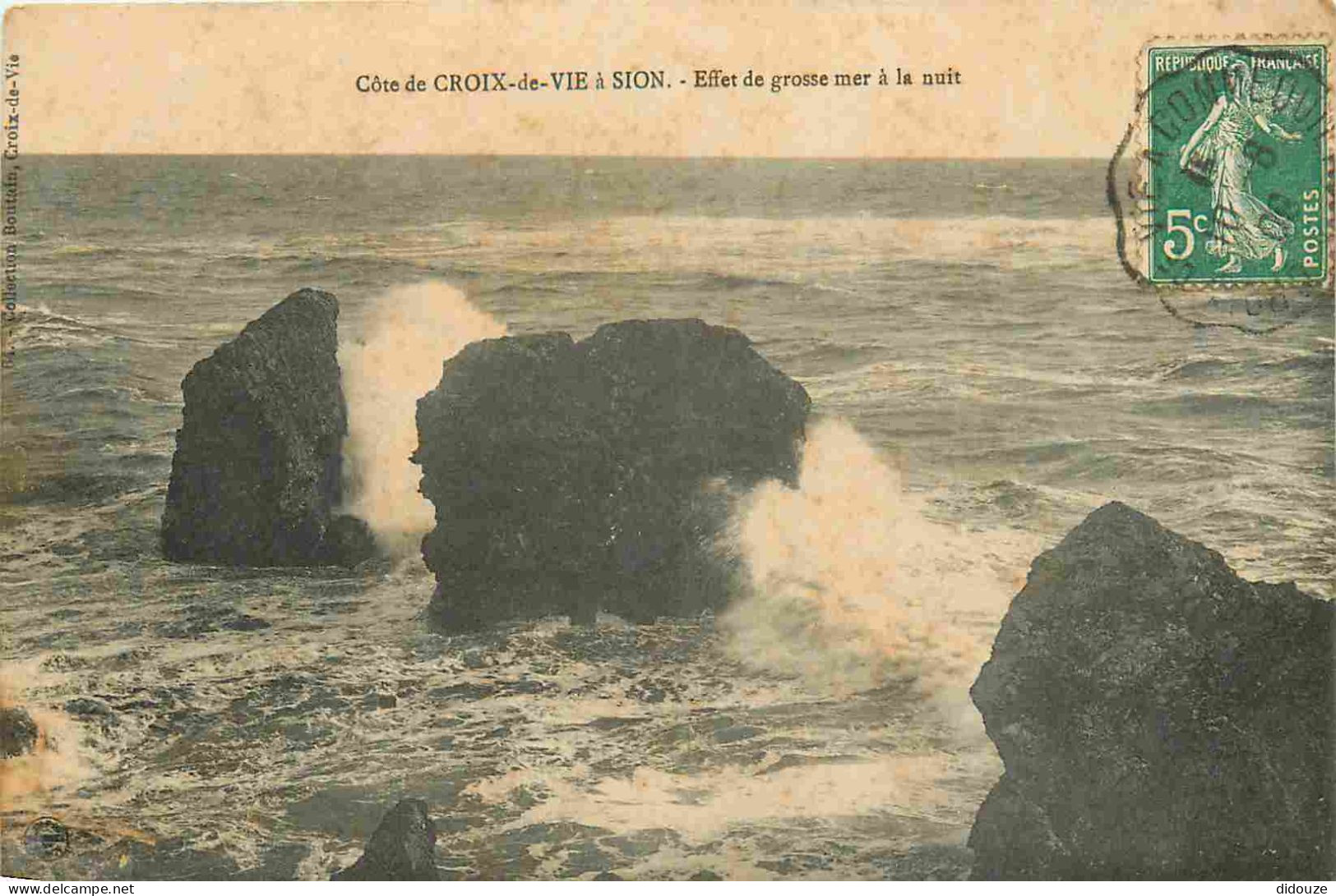 Carte Postale Ancienne - 85 - Saint Gilles Croix de Vie - Cote de Croix-de-Vie à Sion - CPA - Oblitération de 1908 - Voi