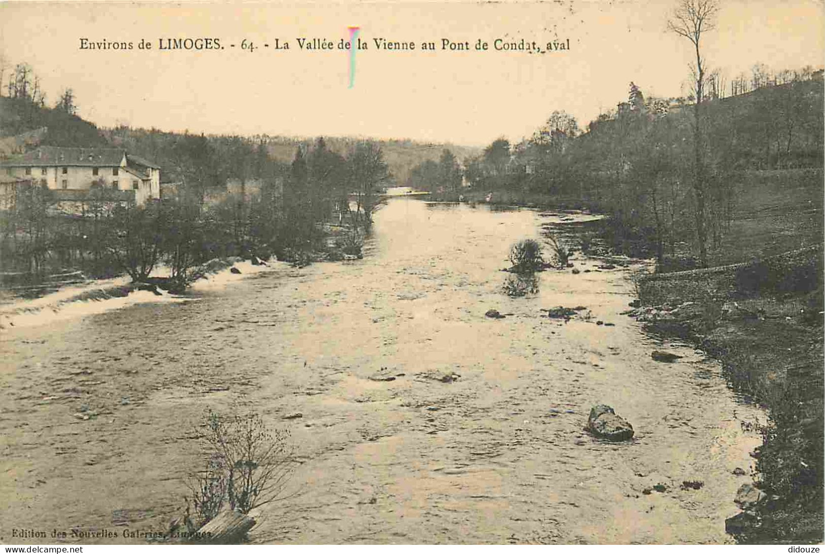 Carte Postale Ancienne - 87 - Condat - La vallée de la Vienne au pont de Condat aval - CPA - Oblitération de 1913 - Voir