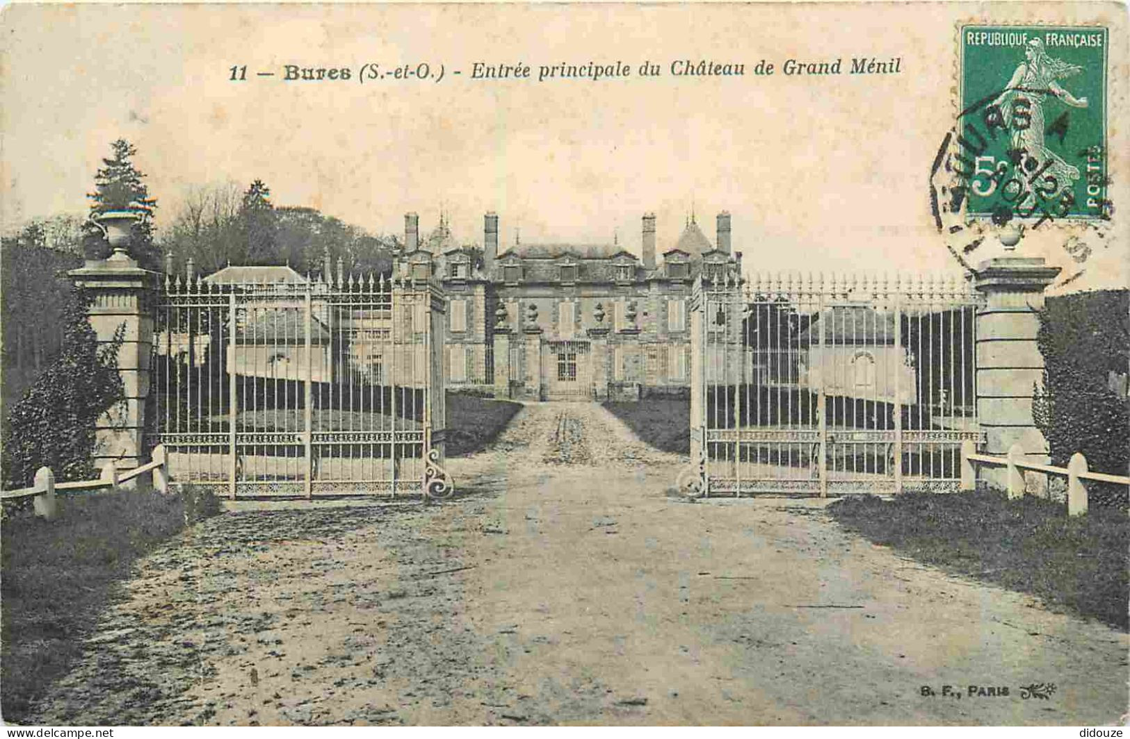 Carte Postale Ancienne - 91 - Bures sur Yvette - Entrée principale du Château de Grand Ménil - CPA - Oblitération de 190