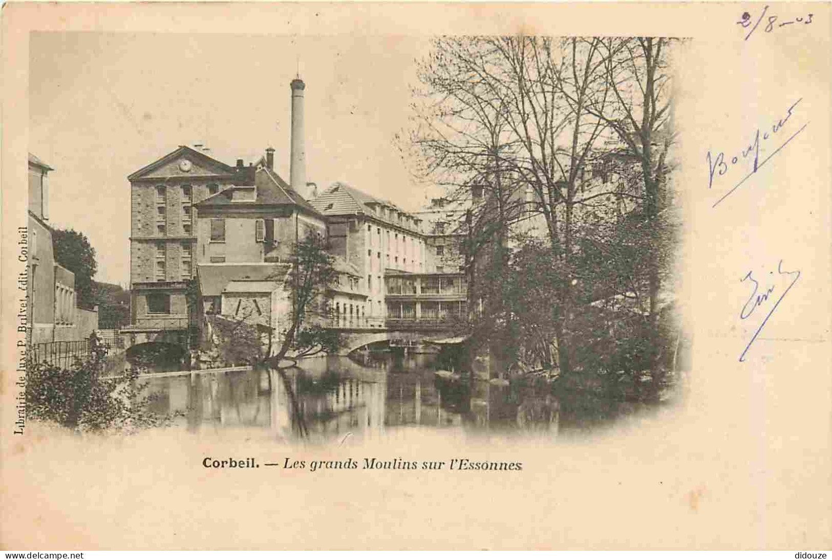 Carte Postale Ancienne - 91 - Corbeil Essonnes - Les grands Moulins sur l'Essonnes - Précurseur - CPA - Oblitération de