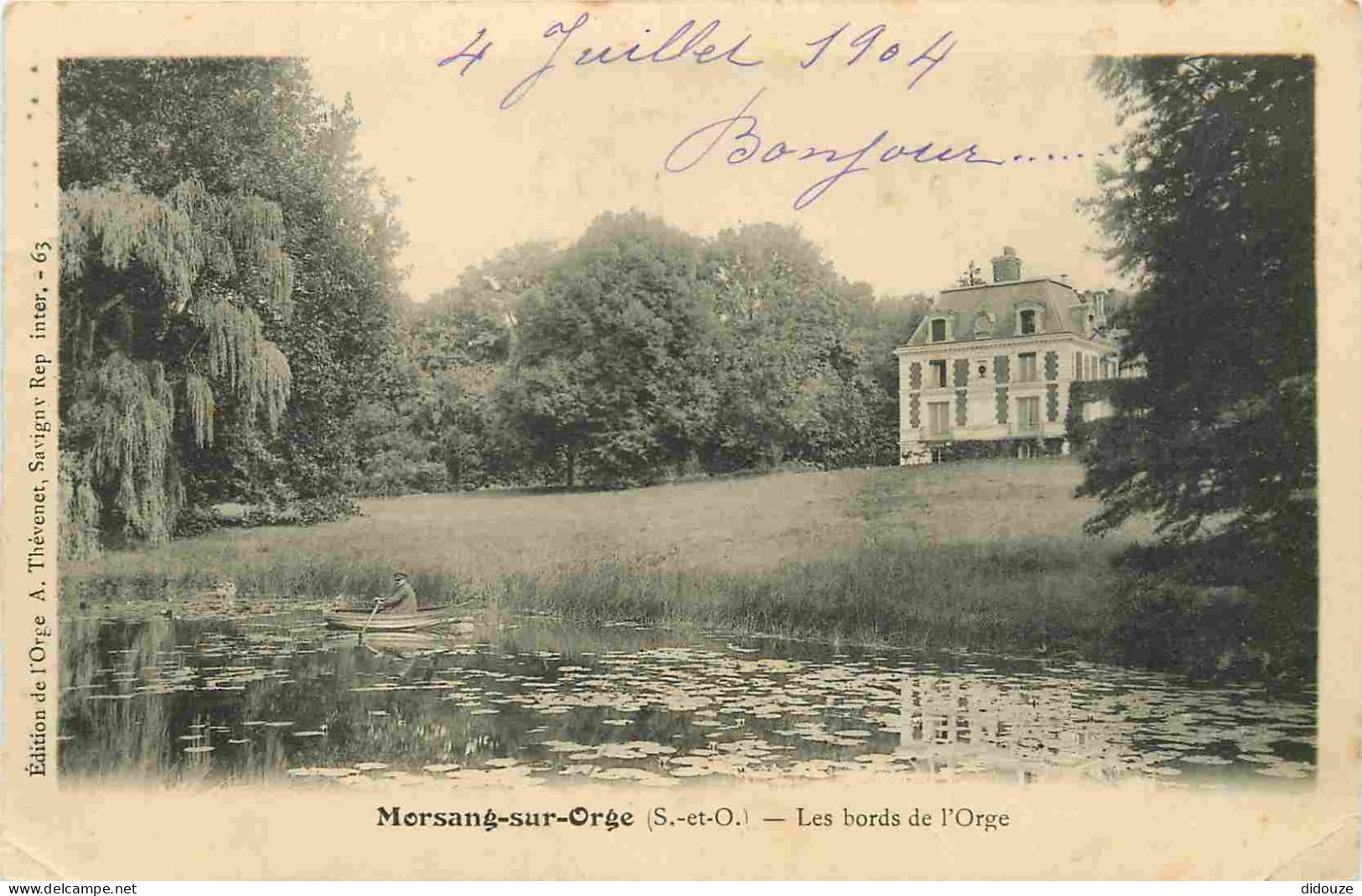 Carte Postale Ancienne - 91 - Morsang sur Orge - Les bords de l'Orge - Précurseur - CPA - Oblitération de 1904 - Voir Sc