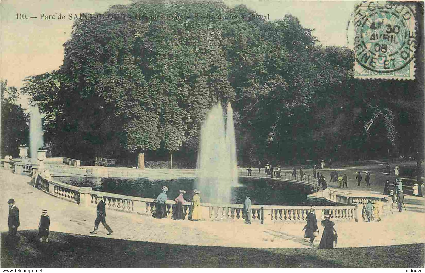 Carte Postale Ancienne - 92 - Saint Cloud - Parc de Saint Cloud - Animée - Colorisée - CPA - Oblitération ronde de 1906